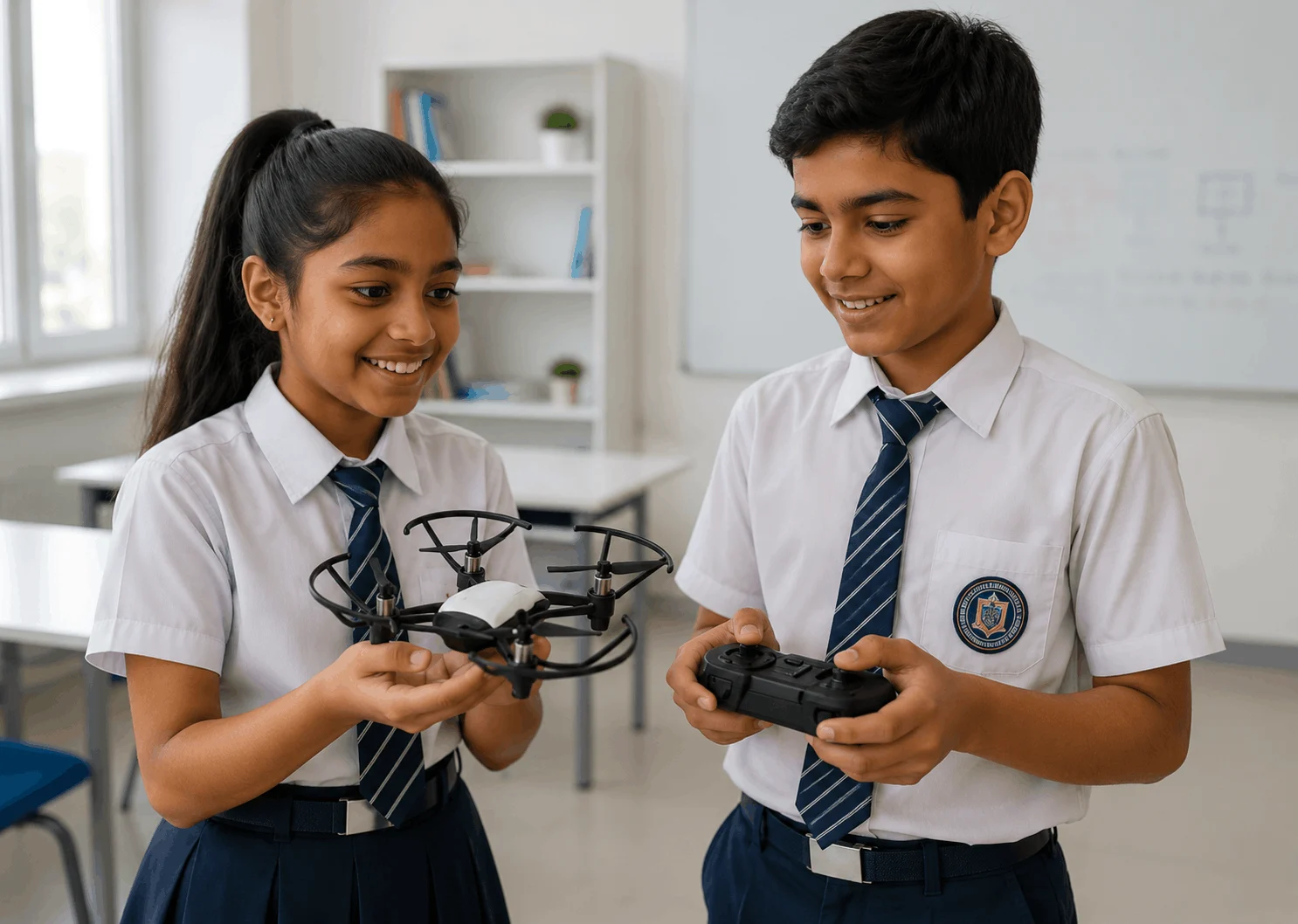 School students assembling a mini-drone in CARDA’s Young Innovators STEM program